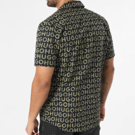 HUGO - Chemise Manches Courtes Ellino 50555792 Noir Vert Kaki