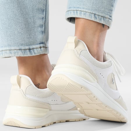 Tommy Hilfiger - Baskets Femme Casual Fashion Runner Mix Mat 9034 White Soft Cream