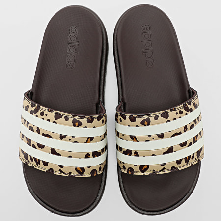 Adidas Sportswear - Claquettes Femme Adilette Platform JR9234 Marron Léopard