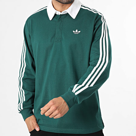 Adidas Sportswear - Sweat Col Boutonné 3 Stripes KE3572 Vert Blanc