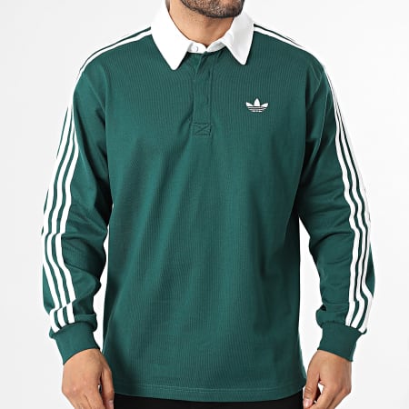 Adidas Sportswear - Sweat Col Boutonné 3 Stripes KE3572 Vert Blanc