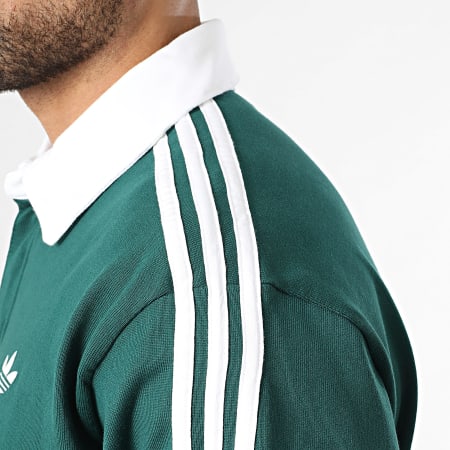 Adidas Sportswear - Sweat Col Boutonné 3 Stripes KE3572 Vert Blanc
