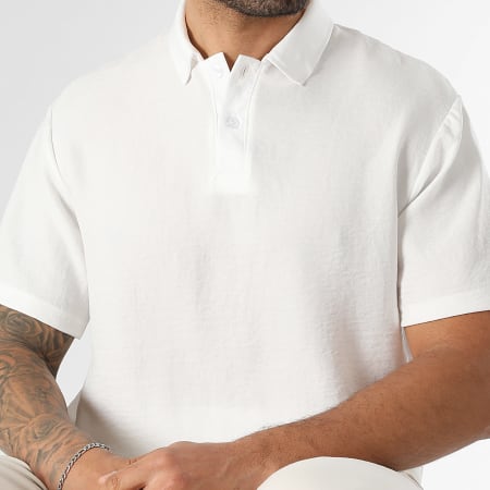 LBO - Polo Manches Courtes Effet Lin 2242 Blanc