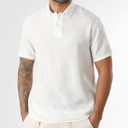 LBO - Polo Manches Courtes Effet Lin 2242 Blanc