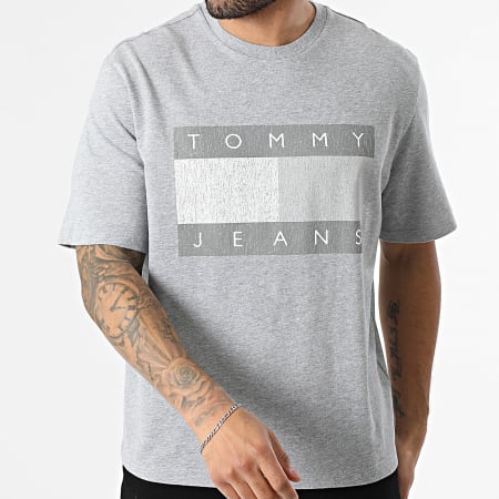 Tommy Jeans - Tee Shirt Oversize 90s Distressed Flag 2463 Gris Chiné