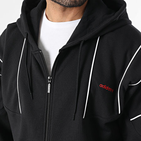 Adidas Originals - Sweat Capuche Zippé KE0092 Noir Blanc Rouge