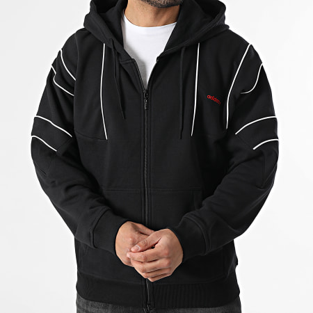Adidas Originals - Sweat Capuche Zippé KE0092 Noir Blanc Rouge