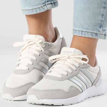 Adidas Sportswear - Baskets Femme Run 60s 4.0 JR6628 Core White Silver Metallic Grey Two