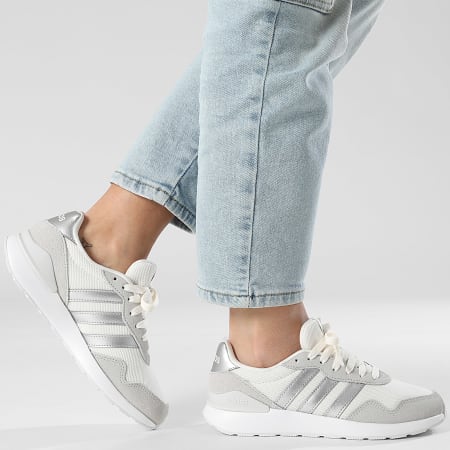 Adidas Sportswear - Baskets Femme Run 60s 4.0 JR6628 Core White Silver Metallic Grey Two