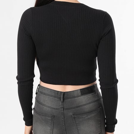 Tommy Jeans - Cardigan Boutonné Crop Femme Rib 2023 Noir