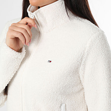 Tommy Jeans - Veste Polaire Zippée Femme Flag 1926 Beige Clair