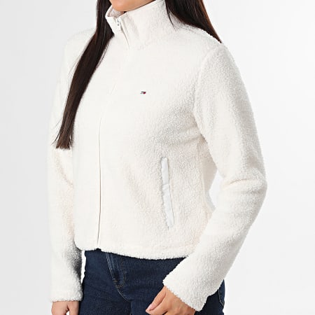 Tommy Jeans - Veste Polaire Zippée Femme Flag 1926 Beige Clair
