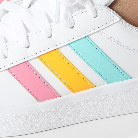 Adidas Performance - Zapatillas Mujer Grand Court 3.0 J KI6502 Footwear White Lucid Tangerine Bliss Pink