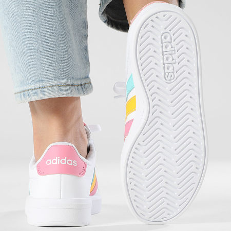 Adidas Performance - Zapatillas Mujer Grand Court 3.0 J KI6502 Footwear White Lucid Tangerine Bliss Pink