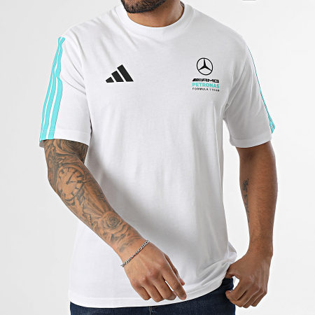Adidas Sportswear - Tee Shirt DNA AMG Mercedes KE8162 Blanc Bleu Turquoise