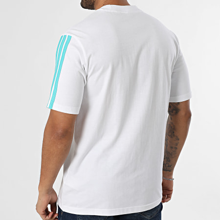 Adidas Sportswear - Tee Shirt DNA AMG Mercedes KE8162 Blanc Bleu Turquoise