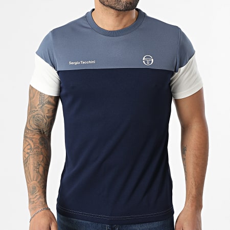 Sergio Tacchini - T-Shirt Prave 40845 Blu Navy Grigio Bianco