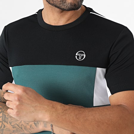 Sergio Tacchini - T-Shirt Caspio 41430 Nero Verde Scuro Bianco