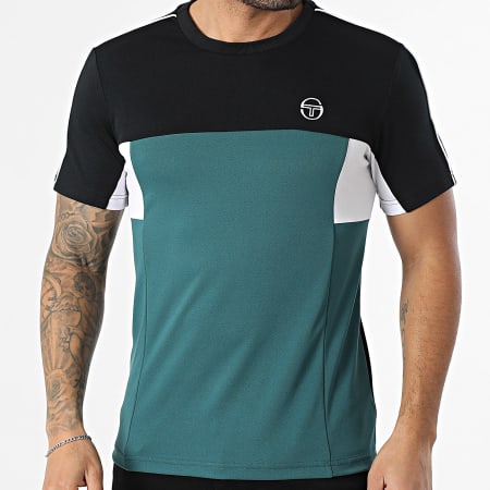Sergio Tacchini - T-Shirt Caspio 41430 Nero Verde Scuro Bianco