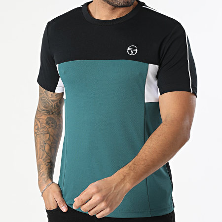 Sergio Tacchini - T-Shirt Caspio 41430 Nero Verde Scuro Bianco