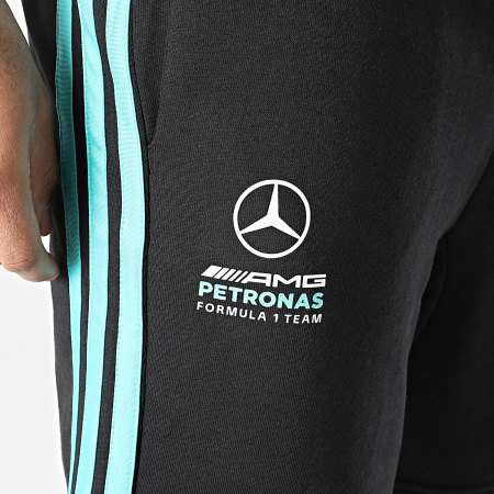 Adidas Sportswear - Short Jogging A Bandes DNA AMG Mercedes KE5912 Noir Bleu Turquoise