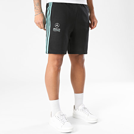 Adidas Sportswear - Short Jogging A Bandes DNA AMG Mercedes KE5912 Noir Bleu Turquoise