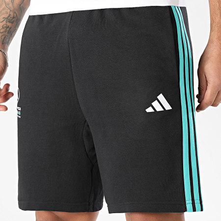 Adidas Sportswear - Short Jogging A Bandes DNA AMG Mercedes KE5912 Noir Bleu Turquoise