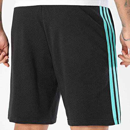 Adidas Sportswear - Short Jogging A Bandes DNA AMG Mercedes KE5912 Noir Bleu Turquoise
