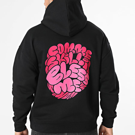 Kanoé X Mise A Jour - Sweat Capuche Relaxed Bless Me Noir Rose