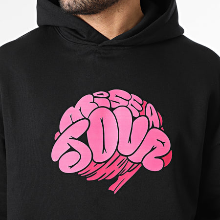 Kanoé X Mise A Jour - Sweat Capuche Relaxed Bless Me Noir Rose