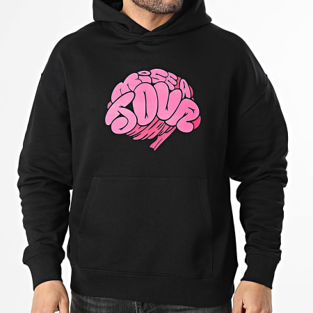 Kanoé X Mise A Jour - Sweat Capuche Relaxed Bless Me Noir Rose