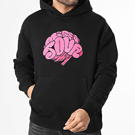 Kanoé X Mise A Jour - Sweat Capuche Relaxed Bless Me Noir Rose