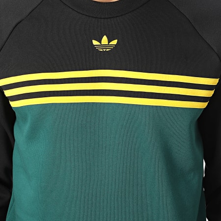 Adidas Originals - Sudadera Crewneck Chest Stripes KE3310 Negro Verde Amarillo