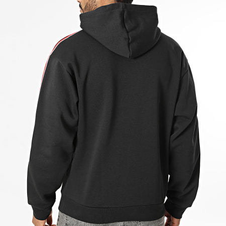 Adidas Originals - Sudadera con capucha a rayas HD KE3449 Negro Blanco Rojo