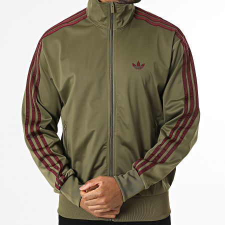 Adidas Originals - Veste Zippée A Bandes Firebird TT KE1644 Vert Kaki Bordeaux