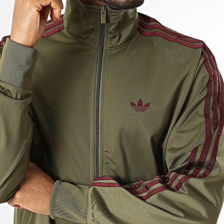 Adidas Originals - Veste Zippée A Bandes Firebird TT KE1644 Vert Kaki Bordeaux