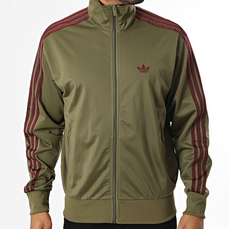 Adidas Originals - Veste Zippée A Bandes Firebird TT KE1644 Vert Kaki Bordeaux