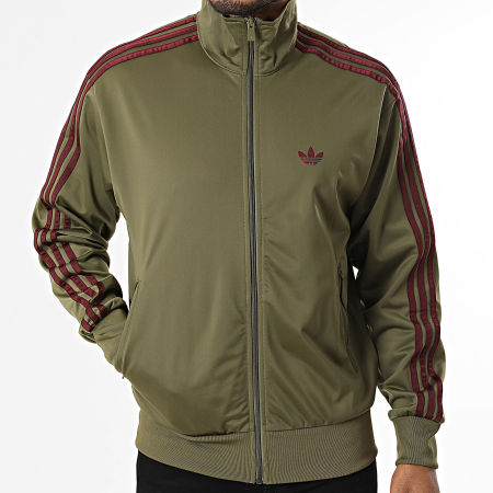 Adidas Originals - Veste Zippée A Bandes Firebird TT KE1644 Vert Kaki Bordeaux