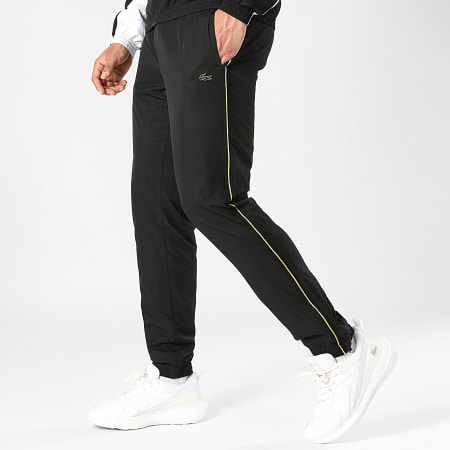 Lacoste - Pantalon Jogging Logo Crocodile Noir Doré Exclusivité LaBoutiqueOfficielle