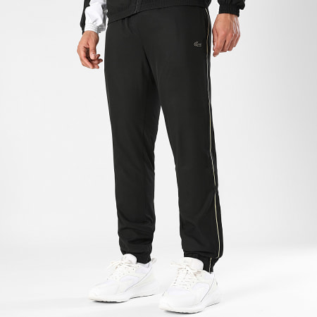 Lacoste - Pantalon Jogging Logo Crocodile Noir Doré Exclusivité LaBoutiqueOfficielle