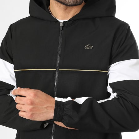 Lacoste - Veste Capuche Zippée Logo Crocodile Noir Doré Exclusivité LaBoutiqueOfficielle
