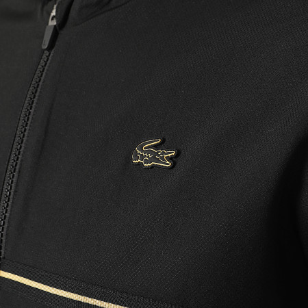 Lacoste - Veste Capuche Zippée Logo Crocodile Noir Doré Exclusivité LaBoutiqueOfficielle