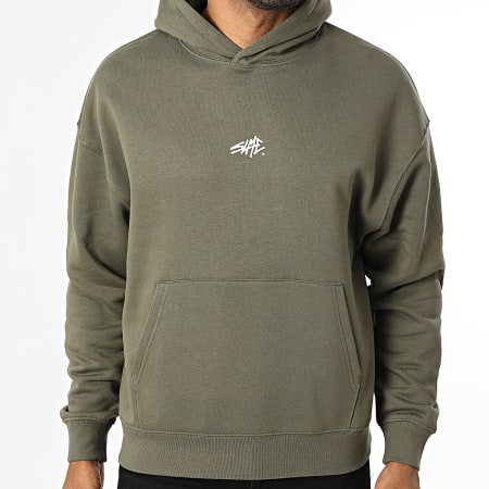 Sale Môme Paris - Sudadera con Capucha Relaxed Bubble Back Verde Kaki Blanco