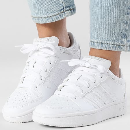 Adidas Performance - Zapatillas Mujer Hoops Classic J KH8913 Calzado Blanco Gris Claro Gris Dos