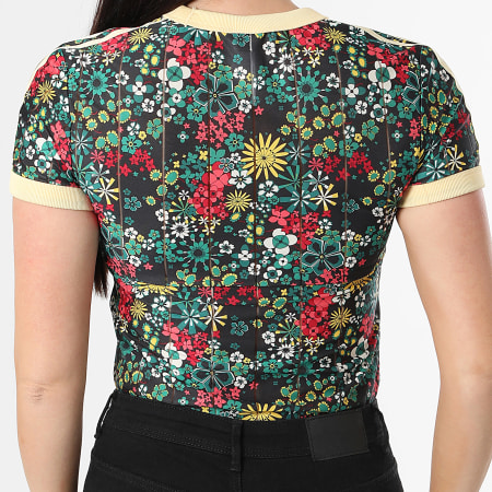 Adidas Originals - Tee Shirt A Bandes Femme 3 Stripes KD5560 Noir Jaune Vert Rouge Blanc Floral