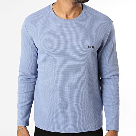 BOSS - Tee Shirt Manches Longues Waffle 50535870 Bleu Clair