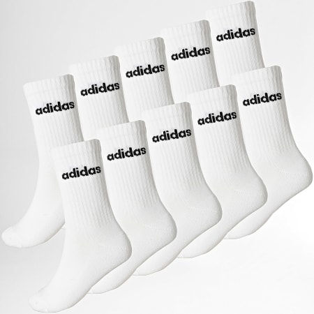 Adidas Sportswear - Lot De 10 Paires De Chaussettes Lin Crew KF9091 Blanc Noir