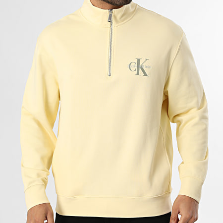 Calvin Klein - Sweat Col Zippé 244G Jeune Clair