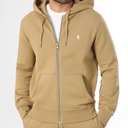 Polo Ralph Lauren - Sweat Zippé Capuche Original Player Beige Foncé