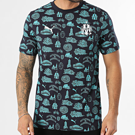 Puma - T-Shirt OM Culture 781579 Marineblauw Turquoise